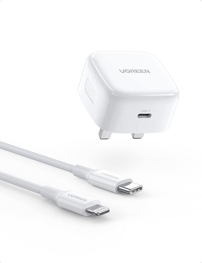 UGREEN 20W Charger Type C, PD Fast Charging Adapter with Lightning Cable 1M