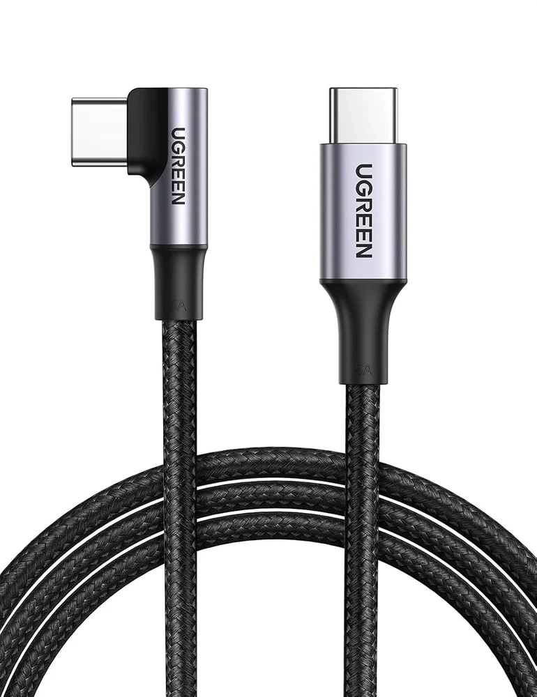 UGREEN USB C Cable, 90° Right Angled USB-C to USB-C 1M Braided 100w