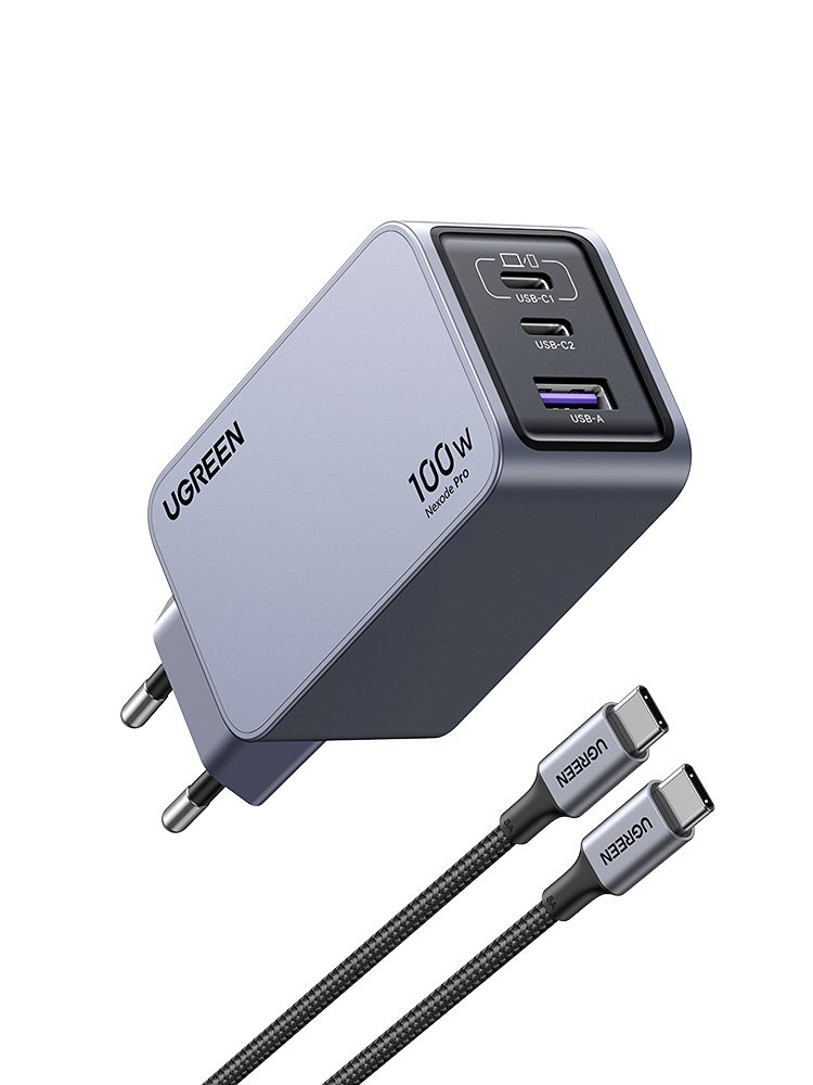 شاحن سريع UGREEN Nexode Pro بقوة 100 واط بتقنية GaN