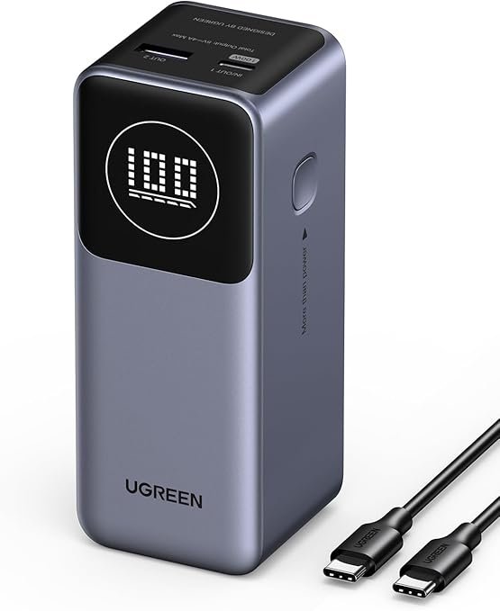 شاحن متنقل UGREEN Nexode بسعة 12000 مللي أمبير، وشحن سريع بقوة 100 واط