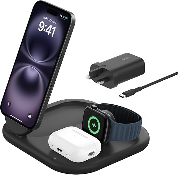 Belkin BoostCharge 3-in-1 Foldable Charging Station with Qi 2 technology,