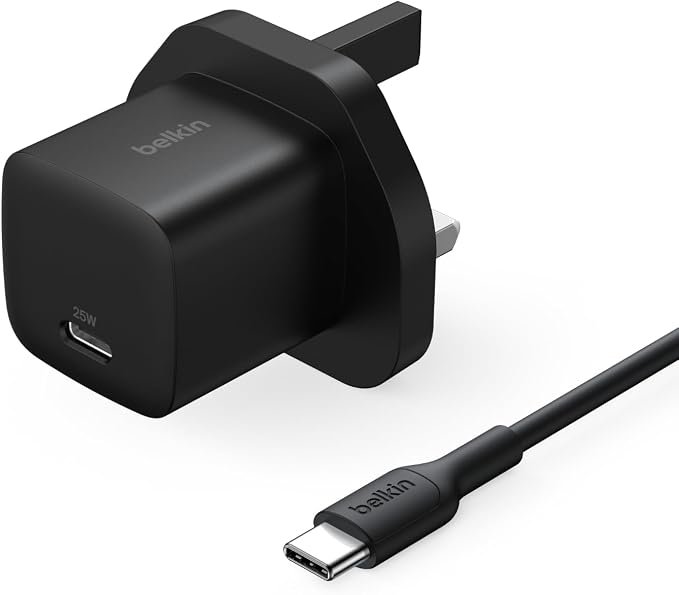 شاحن Belkin USB-C بقوة 25 واط مع كابل USB-C بقوة 60 واط (طول 1 متر