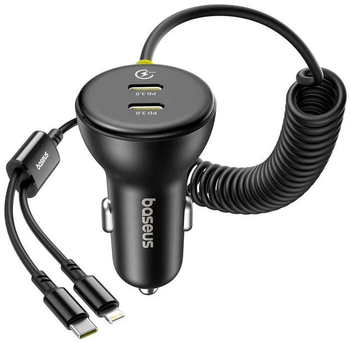 باسيوس شاحن سيارة Baseus بقوة 60 واط بمنفذ USB-C + كابل Lightning