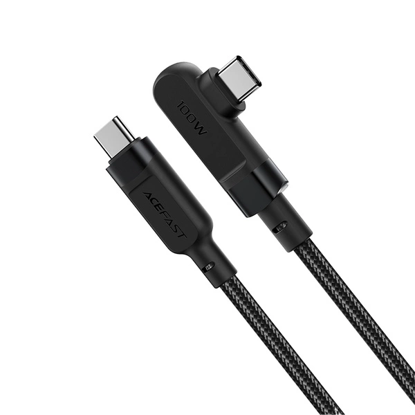 كابل Acefast C5-03 أسود USB-C - كابل USB-C PD QC بقدرة 100 واط 5 أمبير وسرعة 480 ميجابت/ثانية وطول 2 متر - أسود